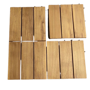 Viet Wood-Azulejos de cubierta de madera de acacia de 3 listones entrelazados de diseño moderno, resistente al agua, más de 5 años de garantía, 300x300x24mm para exteriores - Product Image 1