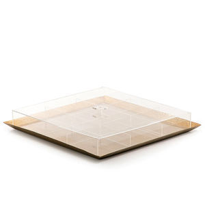 Plateau de service de forme carrée en métal de luxe personnalisé avec couvercle en acrylique plateau de service de restauration rapide pour fêtes de mariage au design élégant - Product Image 1