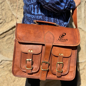 Nouvel arrivage de sacs de messager unisexes en cuir de chèvre à usage de bureau sac à main pour ordinateur portable sacs à bandoulière en cuir de messager faits à la main - Product Image 1