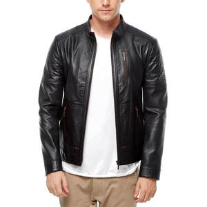 Chaqueta de cuero para hombre de alta calidad, hecha a medida, de piel de cordero auténtica, diseño de moda, venta al por mayor. - Product Image 4