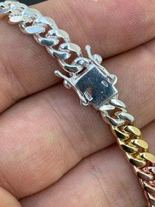 Nuevo Collar de Cadena Cubana de Plata de Ley 925 Chapada en Oro con Oro Tricolor para Mujer de JBR & Co - Product Image 5