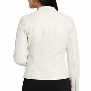 Chaqueta de cuero para mujer, corte ajustado, ropa de abrigo de moda para mujer, fabricación personalizada, proveedor mayorista OEM, moda de invierno, estilo casual urbano - Product Image 4