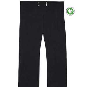 กางเกงเลานจ์ผ้าฝ้ายออแกนิกสำหรับผู้หญิงเสื้อเจอร์ซีย์สีดำขนาด5.4ออนซ์ใส่สบายพร้อมเชือกดึงเอวและดีไซน์ขาตรง - Product Image 1