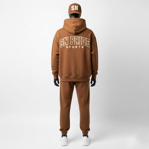 Survêtement décontracté unisexe d'hiver à capuche uni 100% coton à manches longues Ensemble de jogging 2 pièces Broderie Respirant - Product Image 5