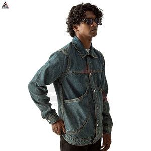New Fashionable Factory Price Black Color Canvas Breathable Lightweight High Quality Quick Drying Popular Proof <b>Men</b> <b>Denim</b> <b>Jacket</b> - Product Image 3