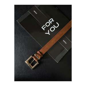 Ceinture pour femme avec boucle carrée dorée, ceinture pour pantalon, ceinture pour veste, ceinture pour robe - Tan - Product Image 4