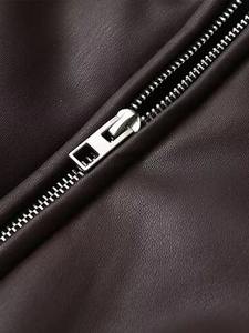 แจ็กเก็ตหนังสั้นลำลองสำหรับผู้หญิงขนาด XL เสื้อโค้ทพิมพ์ลายสำหรับขี่มอเตอร์ไซค์มีปกและซิป - Product Image 4