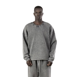 สเวตเชิ้ตคอกลมวินเทจของผู้ชายผ้าฝ้ายเฟรนช์เทอร์รี่100% ปรับแต่งพิมพ์ลายเรียงรายฤดูใบไม้ผลิ - Product Image 5