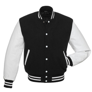 Chaqueta Bomber Varsity de Nailon con Capucha, Cortavientos, Delgada, Estilo Hip Hop para Hombre, con Cuerpo de Lana Negra y Diseño Frontal - Product Image 4