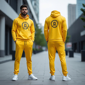 Nuevos chándales de poliéster de algodón personalizados para hombres al por mayor/Sudadera con capucha de gran tamaño y pantalones holgados/Pantalones rectos de carga de pierna ancha - Product Image 6