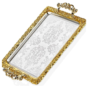 Bandeja de Metal antigua de Color plateado de acero inoxidable barata y mejor, bandeja decorativa para decoración del hogar con alta calidad - Product Image 5