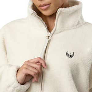 Neutral Sherpa Knitted Full Zip up <b>Women</b> Fleece <b>Jacket</b> High Neck Breathable Soft <b>Teddy</b> Layer Casual Winter Comfort Wear - Product Image 3