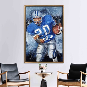 Art sur toile des Detroit Lions : impression sur toile sur le thème des sports américains, encadrée or - Product Image 1