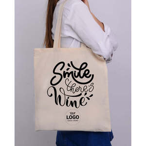 Bolsas de Tela de Algodón con Diseño de Sonrisa y Vino, Colección Bodega - Product Image 4