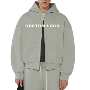 OEM personalizado Zip Up Hoodie Oversized Heavy Weight Streetwear Algodón de alta calidad en blanco Zip Up Hoodie - Product Image 3