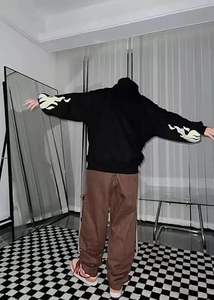 Embroidery <b>Hoodies</b> Men Hip Hop Jacket <b>Zip</b>-Up Hoodie Regular Fit Breathable <b>Pocket</b> Winter 100% Cotton Sweatshirt - Product Image 4