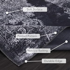 Tapis d'intérieur lavable Netline Home Depot Kilim noir et gris à motif médaillon, modèle 1319 - Product Image 3