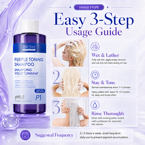 Purestyle Champú Morado Antiamarillo Personalizado al por Mayor, Champú Depurativo <span class=keywords><strong>para</strong></span> Cabello Rubio, Decolorado y Gris - Marca Privada - Product Image 5