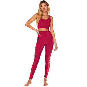 Ensemble de Yoga pour femmes de haute qualité séchage rapide nouveau Design élégant avec décoration en dentelle grande taille XXL Logo personnalisable sur la taille en vente - Product Image 2