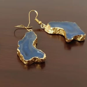 Pendientes Artesanales de Ágata Rosa Natural al 20% con Doble Druzy y Borde de Latón, Joyería Unisex, Regalo H.A. Gemas - Product Image 2