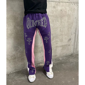 Pantalons de survêtement personnalisés avec strass Vêtements personnalisés pour hommes Jogger 2 pièces pour hommes Ensembles de deux pièces pour hommes Pantalons de survêtement en molleton Vente en gros - Product Image 3