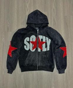 Star Patch Hooded Stylish Streetwear <b>Zip</b> up <b>Hoodies</b> 100% Cotton Luxury Quality Embroidery Oversized Streetwear <b>Hoodies</b> for Men's - Product Image 4