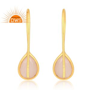 Meilleure qualité en argent sterling plaqué or 18 carats pierre de lune blanche naturelle pierre précieuse boucles d'oreilles demi fabricant de bijoux fins - Product Image 4