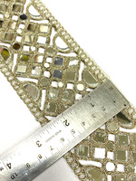 Dentelle en coton brodée miroir africaine, largeur 25 mm, couleur personnalisée, avec sequins dorés, pour vêtements, vente en gros, Kushang Textile