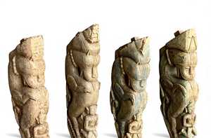 Support mural en bois vintage indien, sculpté à la main, décoration murale architecturale, style rustique antique, intérieur de maison, assortiment, 1 conteneur - Product Image 4