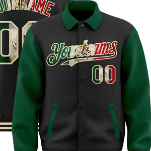 Veste universitaire noire et verte personnalisée avec impression de nom et de numéro, style streetwear, veste de baseball, style lettreman avec fermeture à pression pour hommes - Product Image 6