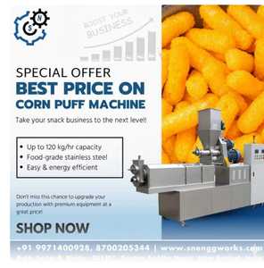 Máquina Extrusora Automática de Hojaldre de Maíz de Acero Inoxidable de Alta Calidad, Línea de Producción con Capacidad de 120 Kg/Hr - Product Image 4