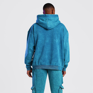 Sudaderas con capucha lavadas vintage con cremallera y hombros caídos personalizadas de alta calidad para hombres, precio al por mayor, Sudadera con capucha con cremallera y logotipo personalizado para hombres - Product Image 3