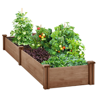 Jardinière rectangulaire surélevée en bois moderne, best-seller, écologique, durable, couleur naturelle, longue jardinière pour jardin