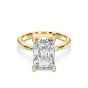 Anillo de compromiso de diamante cultivado en laboratorio de 2,17 quilates radiante y redondo de quilates, conjunto de puntas de oro sólido para mujer - Product Image 3