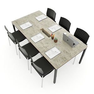 Uconcept HBUC054-200x100cm Minimalist Style Plywood Conference <b>Table</b> with Iron <b>Legs</b> <b>Adjustable</b> for Office or Hotel Use - Product Image 3