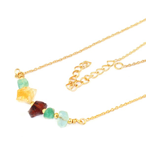 Collar de Cadena de Oro de 22k con Piedras Preciosas Naturales en Bruto de Moda Vintage, Cristal Curativo, Joyería para Mujer, Venta al por Mayor - Product Image 3