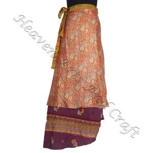 Nouveau gros indien soie Wrap longue jupe réversible Vintage soie magique 38 pouces longueur jupe portefeuille licou Tube robe indienne Boho - Product Image 3