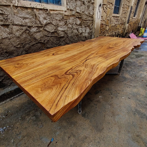 Elegant Handmade Solid Acacia <b>Wood</b> Dining <b>Table</b> 8 Seater Modern Craftsman Design Hotel Use Custom Machine Edge Smooth Matte <b>Top</b> - Product Image 5