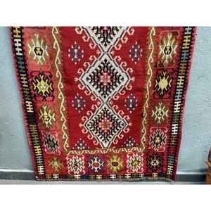 Alfombra Vintage de 4.1x6.1 pies, Alfombra Turca, Alfombra Persa Roja y Azul - Product Image 2