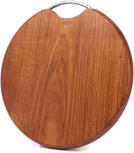Juego de tabla de cortar de madera para cocina, tabla de cortar de fibra de madera de acacia natural para cocina con ranura para jugo y mango interior - Product Image 6