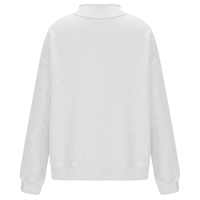 Sweat-shirt blanc léger à col montant pour femme, en molleton uni, manches longues, coupe décontractée, personnalisable sur le devant, 100 % coton, pull décontracté