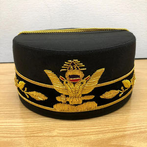 Chapeau de cérémonie maçonnique de qualité supérieure, fait sur mesure, avec broderie à la main, pour le 33e degré, avec des ailes et une couronne - Product Image 2