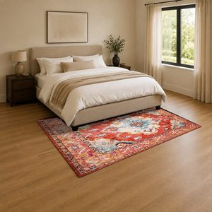 <b>RUGS</b> DEPOT LXDP-0828 Wholesale Red <b>Burgundy</b> Traditional Oriental Digital Printed Machine Washable Chenille Area <b>Rug</b> Non Slip - Product Image 3