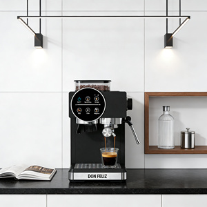 Machine à expresso électrique programmable moderne 20 bars avec moulin intégré 1350W, mousseur à lait professionnel, réservoir d'eau 1,8L, pour barista à domicile, noire - Product Image 1