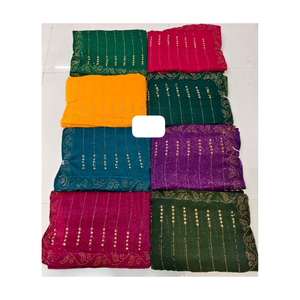 Elegante Sari de gasa de organza bordado con borde festoneado y acabado Premium disponible ahora a precios favorables a la exportación - Product Image 1