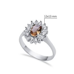 12x13mm corte ovalado sultanita CZ piedra racimo anillo 925 anillo de plata esterlina venta al por mayor joyería turca - Product Image 2