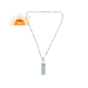 Collar con colgante de piedras preciosas de amazonita natural, joyería personalizada de la mejor calidad, Plata de Ley oxidada - Product Image 1