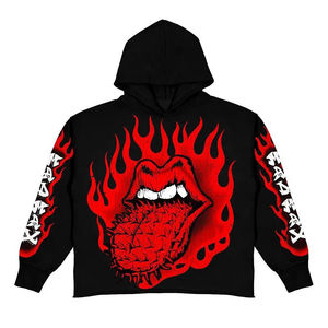 Sudadera con capucha térmica 100% de algodón con hombros descubiertos para hombre, jersey en blanco con logotipo personalizado, sudadera de invierno con estampado Digital de diamantes de imitación para hombre - Product Image 1