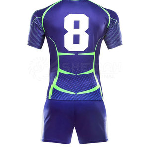 Uniforme de rugby à demi-manches couleur unie uniforme de rugby de haute qualité uniforme de rugby en polyester 100% sur mesure - Product Image 3