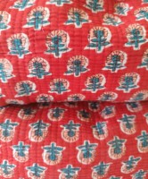 Pochette de maquillage vintage en coton matelassé imprimé à la main en Inde avec motif floral pour femmes avec fermeture à glissière pour les voyages pour les sacs